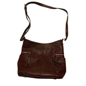 Sasha and Sofi Soft Vegan Leather Wine Colored Shoulder-Crossbody Bag Adjustable